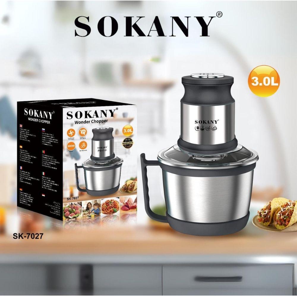 Máy xay thịt đa năng SOKANY SK-7027 Công suất cao 800W, dung tích 3L, lưỡi dao 2 tầng xay nhuyễn mọi thực phẩm - HÀNG CHÍNH HÃNG - DELIYA