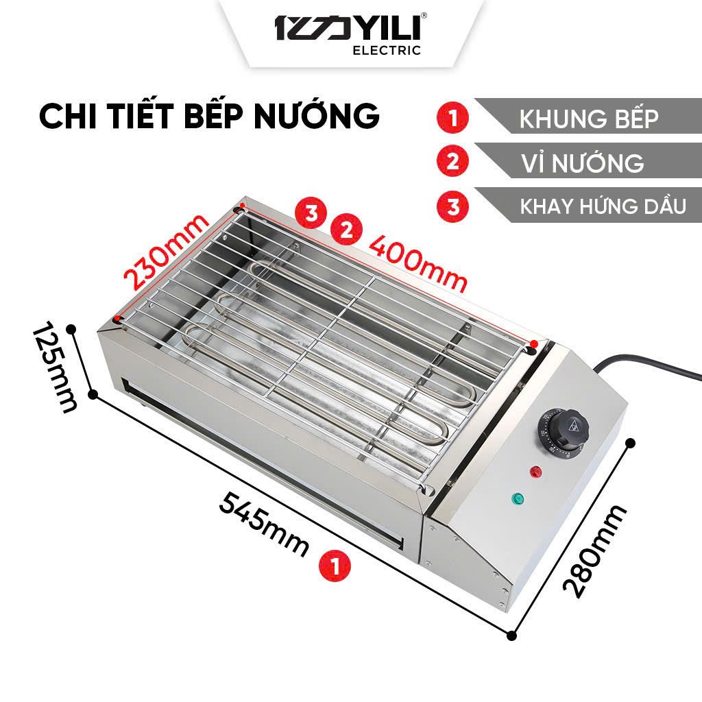 Bếp Nướng Điện Gia Đình Không Khói Công Suất 2800W, Chất Liệu Inox Cao Cấp hàng nhập khẩu