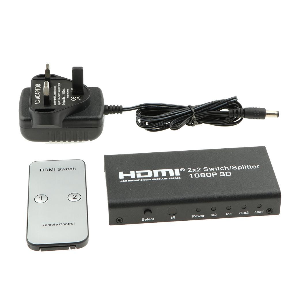 HDMI 2X2 Switch Splitter 2 In 2 Out Support 4k 1080P HDMI1.3b for PC HDTV UK