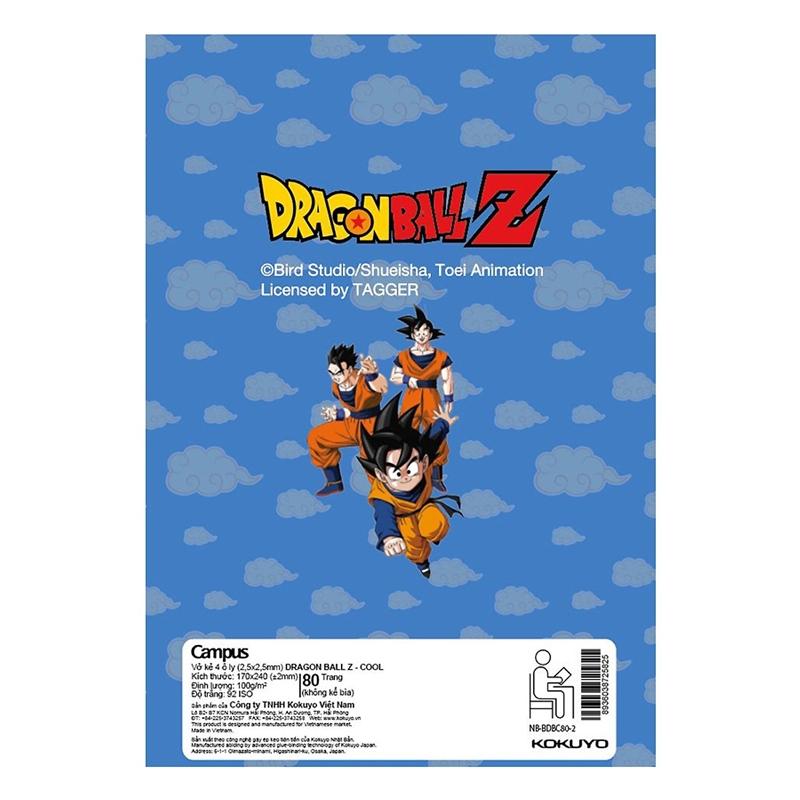 Combo 5 Tập Dragon Ball Z - B5 4 Ô Ly 80 Trang ĐL 100g/m2 - Campus NB-BDBC80 (Mẫu Màu Giao Ngẫu Nhiên)