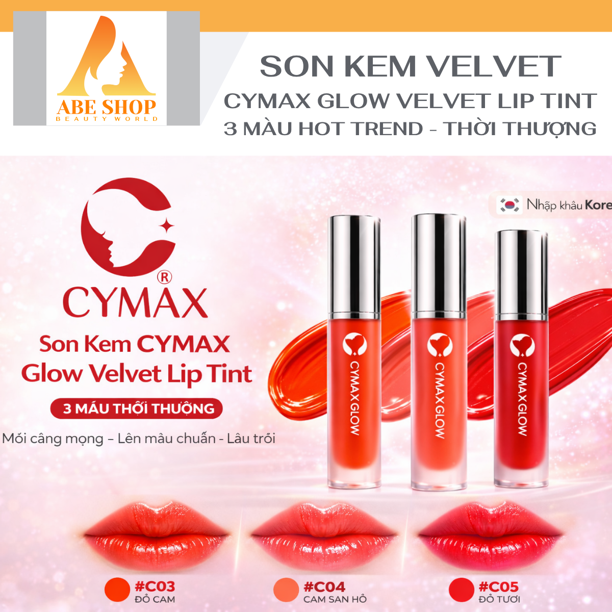 Son Kem CYMAX Glow Velvet Lip Tint - Lì Mịn Như Nhung, Căng Mướt Môi Chuẩn Hàn - Không Trôi