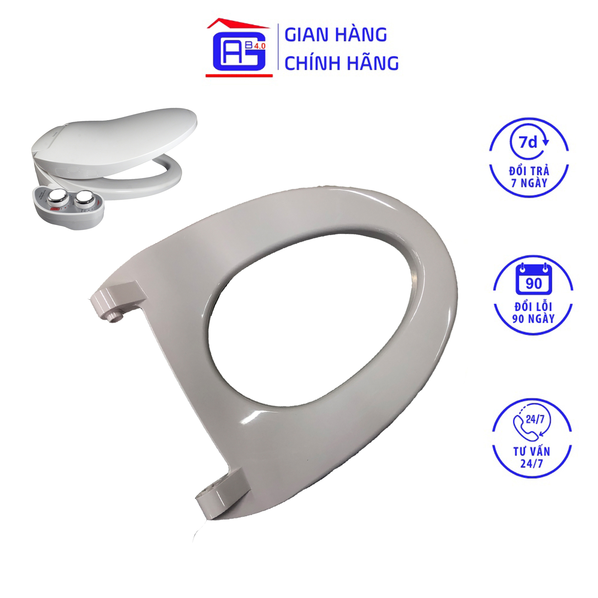 Bệ Ngồi Bồn Cầu Thiết Bị Vệ Sinh Hyundae Bidet GDB-1800 GDB-2000 Màu Trắng Làm Từ Nhựa Cao Cấp Thiết Kế Rơi Từ Từ Khi Đóng Nắp