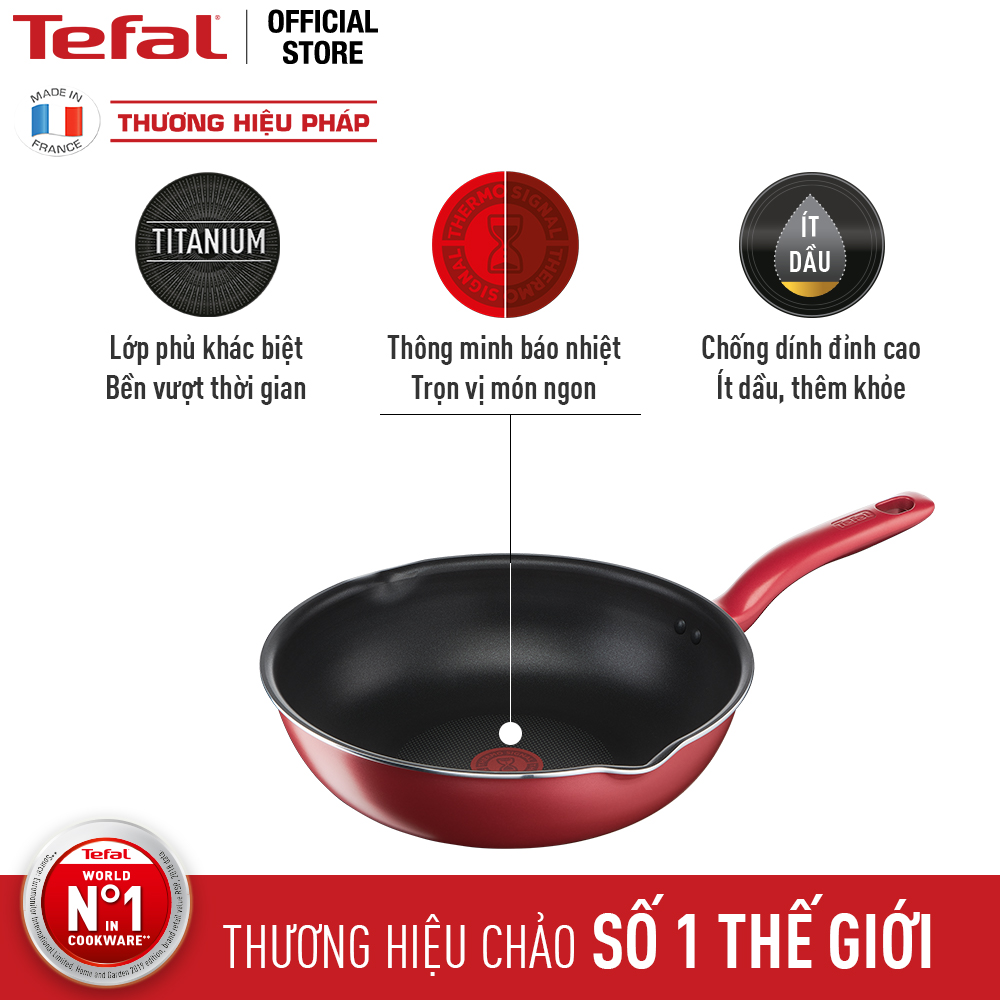 Bộ 3 Chảo chiên, Nồi, Chảo chiên sâu lòng Tefal So Chef 21 - 22 - 24cm - Dùng mọi loại bếp - Chấm đỏ báo nhiệt thông minh - Hàng chính hãng - Hàng chính hãng