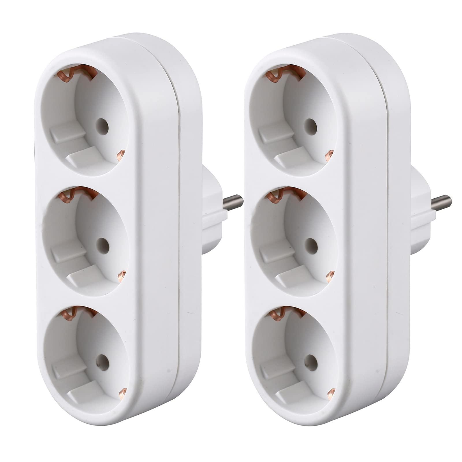 Nhiều ổ cắm, 2 mảnh bộ chuyển đổi ổ cắm 250V/16A 3680W ổ cắm di động, ổ cắm tấm tường, ổ cắm di động, cho văn phòng, tại nhà, du lịch, màu trắng