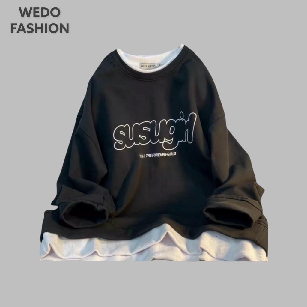 Áo Sweater nữ SUSUGIRL tay phồng, chất nỉ ngoại mềm mịn cao cấp, thiết kế tay phồng phong cách tiểu thư cá tính