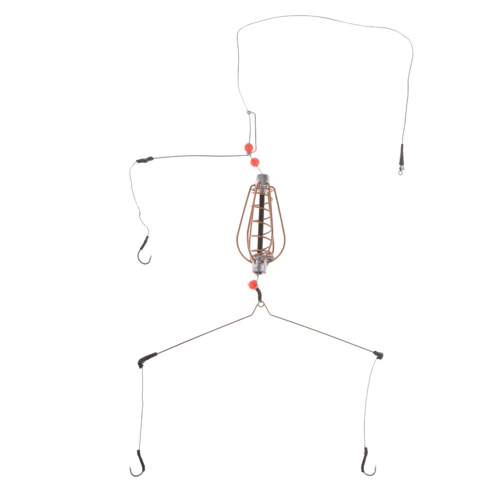 Fishing Feeder Basket Holder Fishing Bait Cage with Line Hooks Sinker 20g