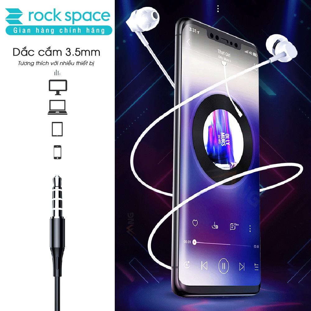 Tai nghe có dây Rockspace ES01 nhét tai dành cho samsung iphone máy tính có mic - Hàng chính hãng 