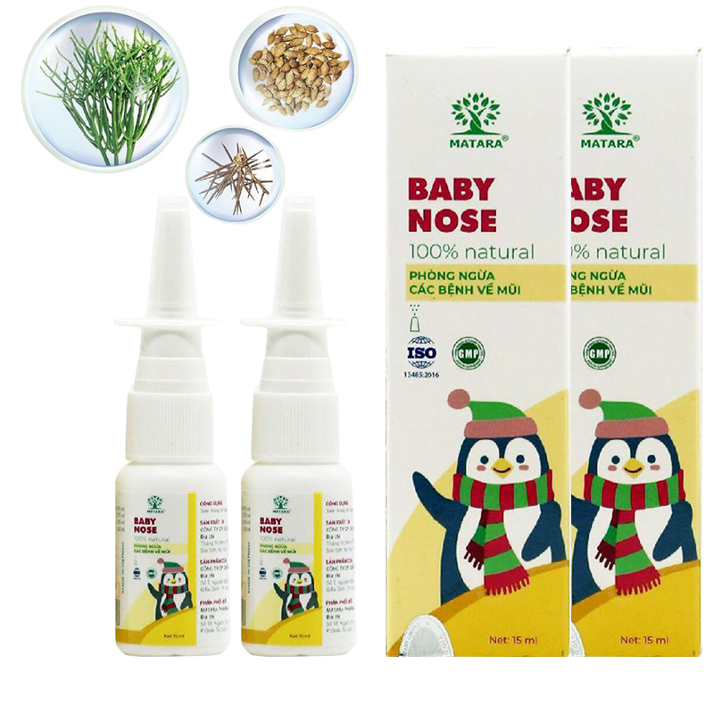 Combo 2 lọ xịt mũi viêm xoang, viêm mũi dị ứng cho trẻ em Matara Baby Nose, sản phẩm từ thiên nhiên, không gây đau buốt, an toàn cho trẻ khi sử dụng