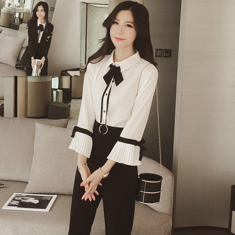 Áo sơ mi công sở nữ dài tay kiểu Hàn Quốc