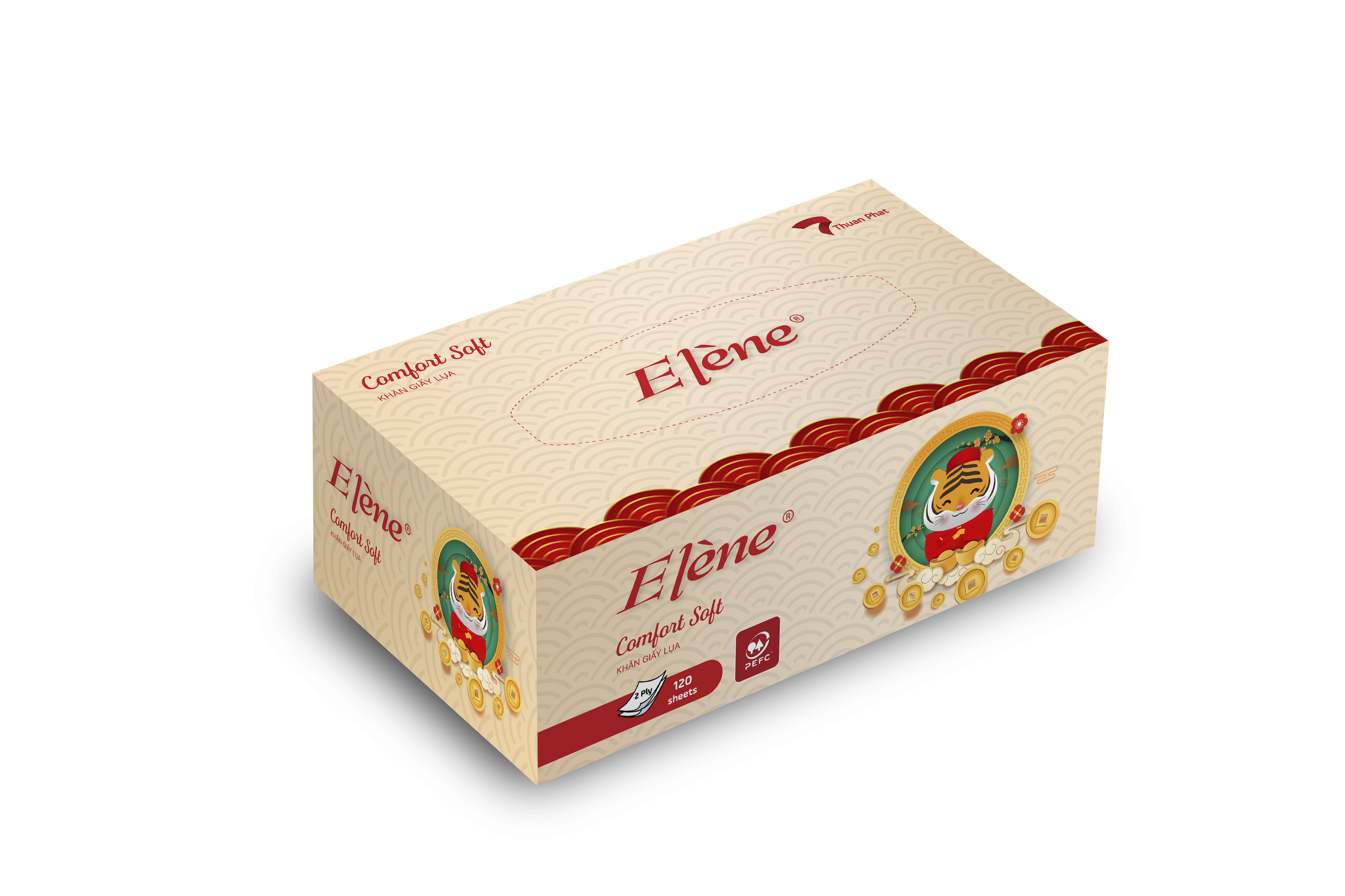 Hộp giấy lụa rút Elene cao cấp bao bì Tết 2022 - chính hãng