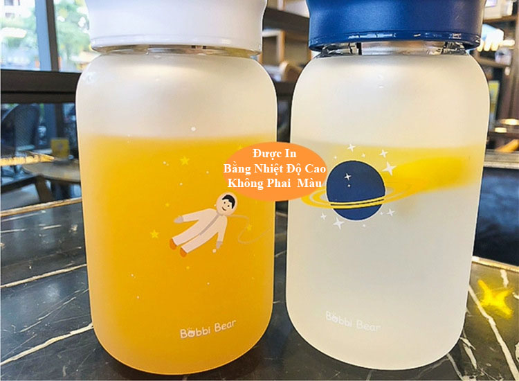 Bình Nước Thủy Tinh Có Ngăn Lọc Dễ Thương