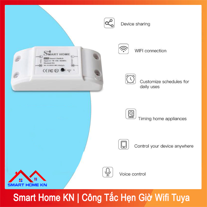 Công tắc thông minh wifi điều khiển từ xa hẹn giờ bằng điện thoại - Smart Home KN