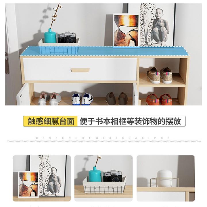 Tủ giày gỗ nhiều tầng có ngăn kéo, tủ giày thông minh bằng gỗ phong cách hiện đại