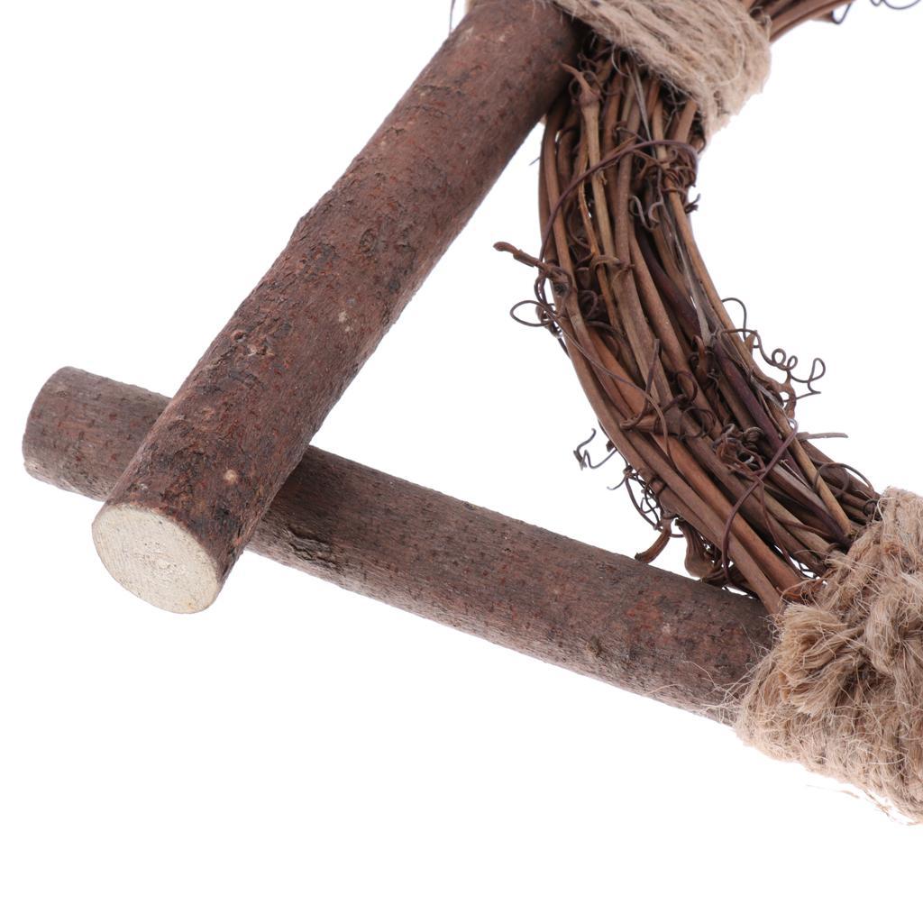 Pet Parrot Wood Rotation Stand Perches Toy Hanging Swing Toys For Bird Cage