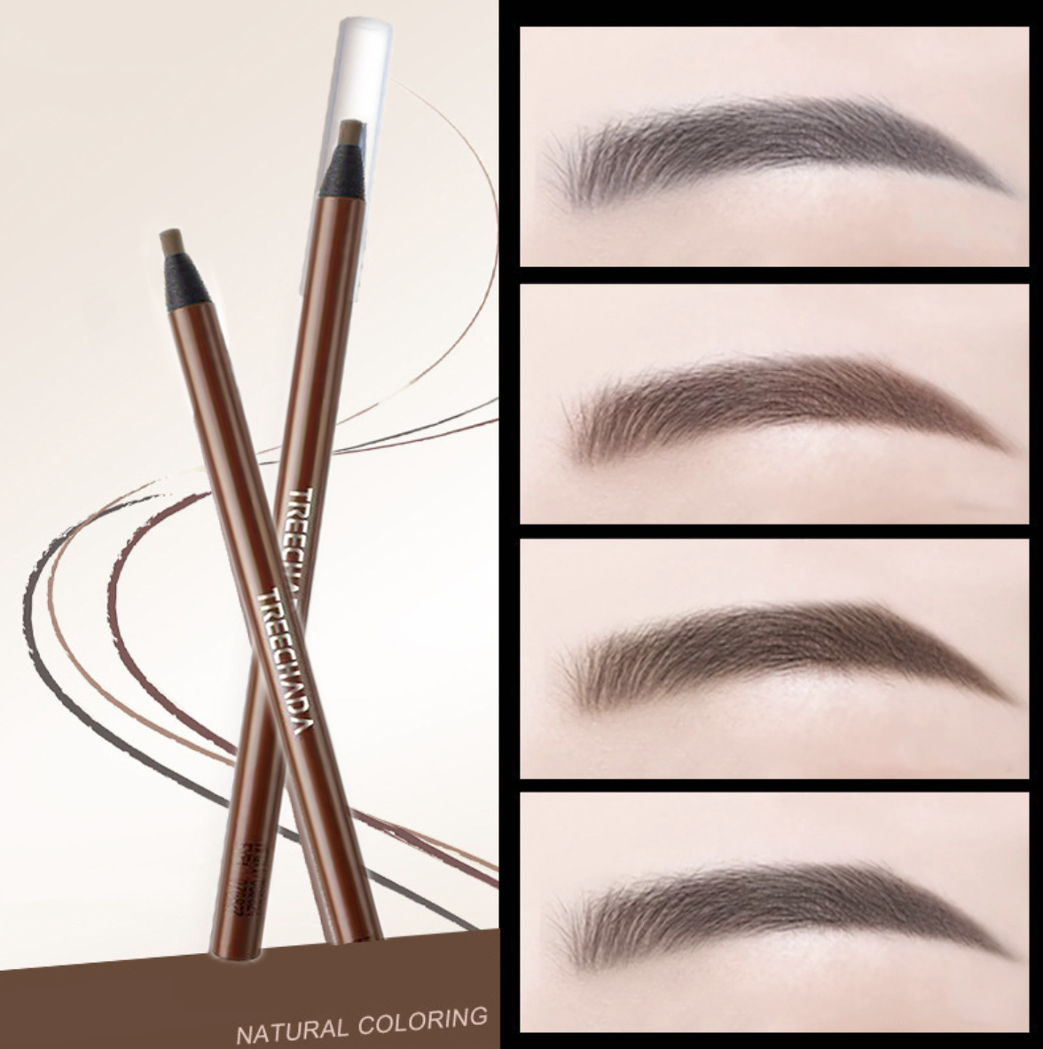 Chì xé kẻ mày hai đầu chống nước lâu trôi Treechada Eyebrow Thái Lan 4g phẩy sợi siêu mảnh 2mm