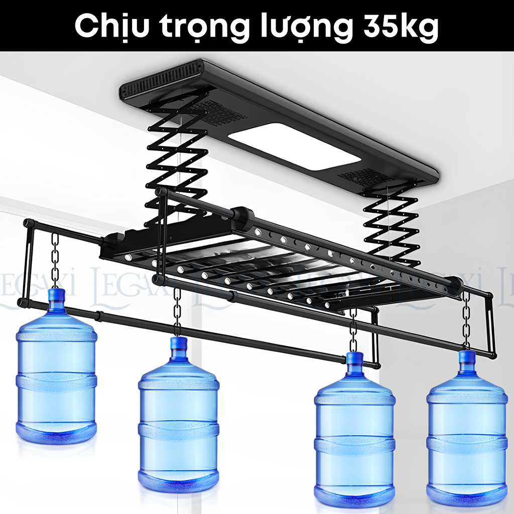 Sào Phơi Đồ Tự Động, Giá Treo Quần Áo Có Quạt Sấy Khô Đèn LED Khử Trùng Tia Cực Tím Remote Gắn Trần Legaxi