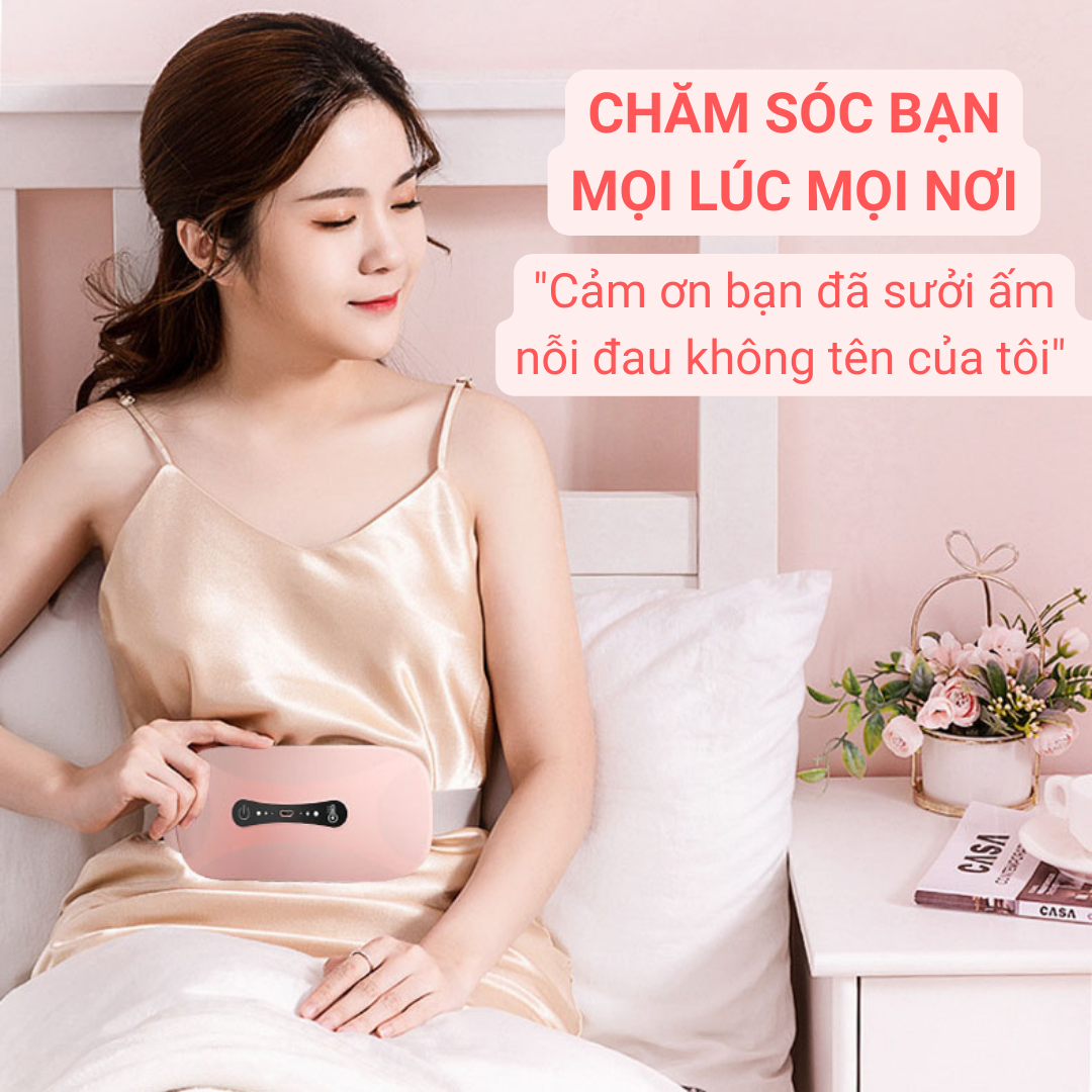 Máy Làm Ấm Giảm Đau Bụng Kinh, Đai Chườm Nóng Bụng Kinh Massage Giảm Đau Cho Phụ Nữ Đến Kỳ Kinh Nguyệt