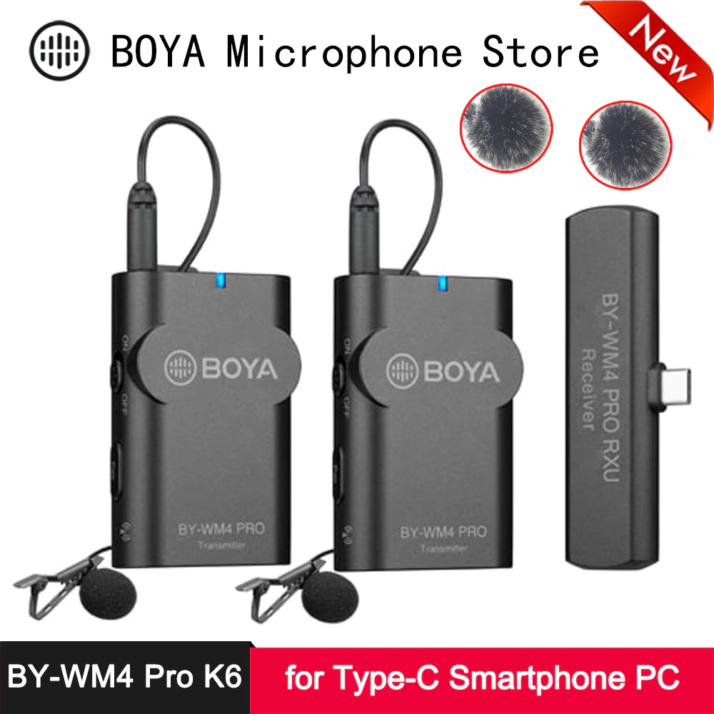 Micro thu âm không dây Boya BY-WM4 Pro-K6, cổng Type C, Hàng chính hãng