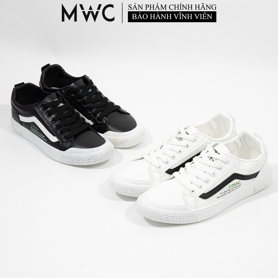 Giày Thể Thao Nam Thời Trang MWC Sneaker Da Đế Thấp Phong Cách Trẻ Trung Năng Động Màu Đen Trắng Kem NATT - 5351