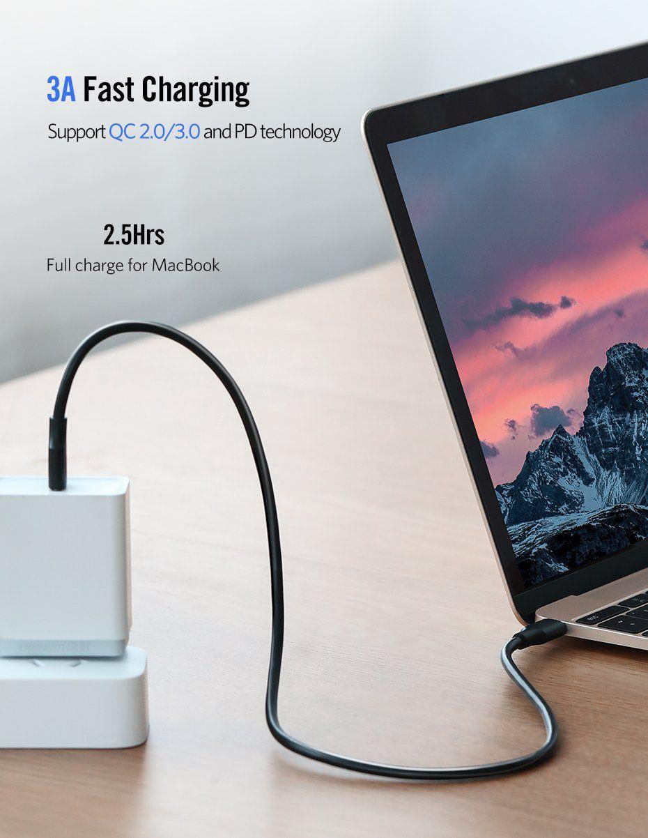 Ugreen UG10306US286TK 2M màu đen USB type C 2.0 Cáp sạc và truyền dữ liệu từ máy tính ra điện thoại - HÀNG CHÍNH HÃNG