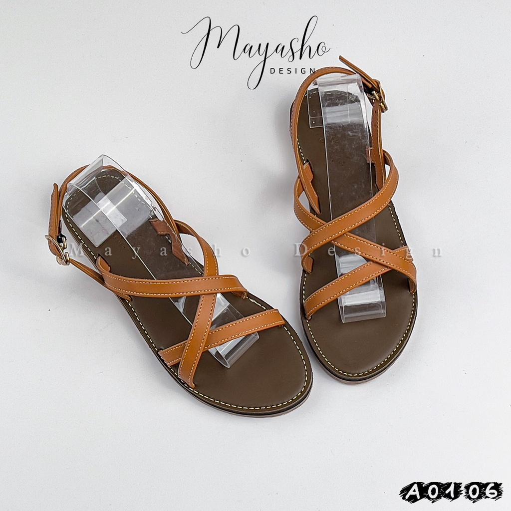 Sandal nữ đế bệt quai hậu dây mảnh, quai da mềm form ôm chân, 3 màu thời trang, - Mayasho A01