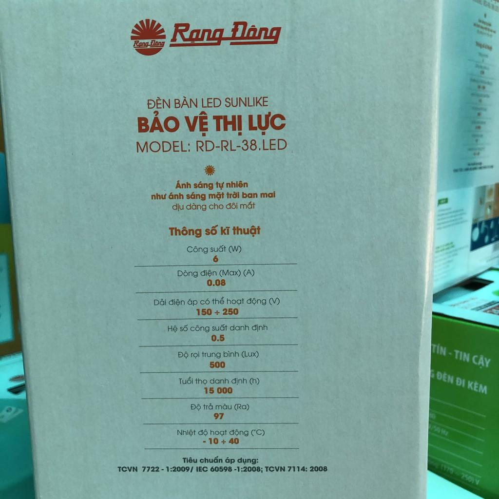 Đèn học để bàn RẠNG ĐÔNG chính hãng chống cận RD RL 38 kèm bóng LED 6W tiết kiệm điện năng, bảo vệ thị lực