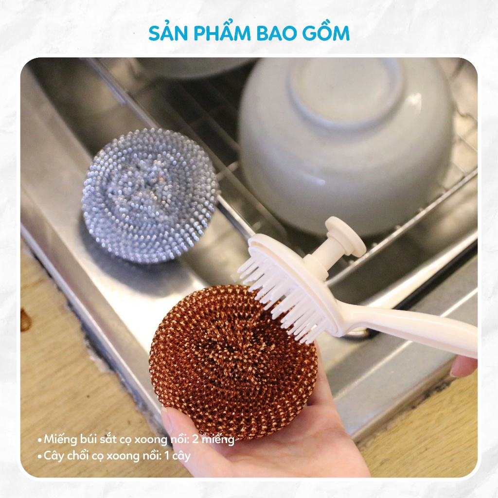 Chổi Cọ Xoong Nồi Kèm 2 Miếng Cọ Nồi Đa Năng MyJae