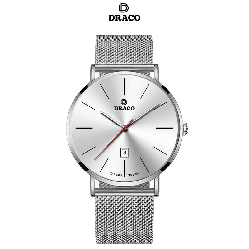 Đồng Hồ Nam DRACO D21-ST02 “Classic Boy” Trắng Lưới Bạc