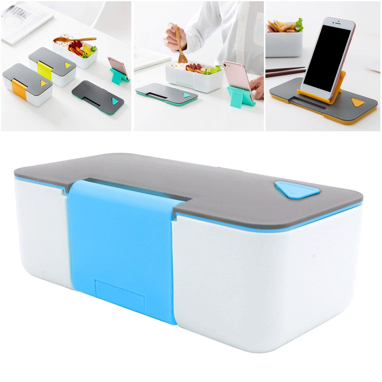 Japanese Lunch Box Creative with Mobile Phone Holder for Sushi Students Sky Blue