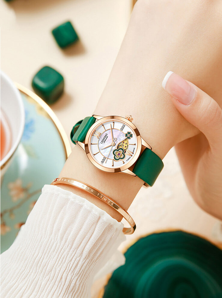 Đồng hồ nữ chính hãng LEONIDAS LD80173-4 Kính sapphire ,chống xước ,Chống nước 50m ,Bh 24 tháng,Máy cơ , dây da cao cấp