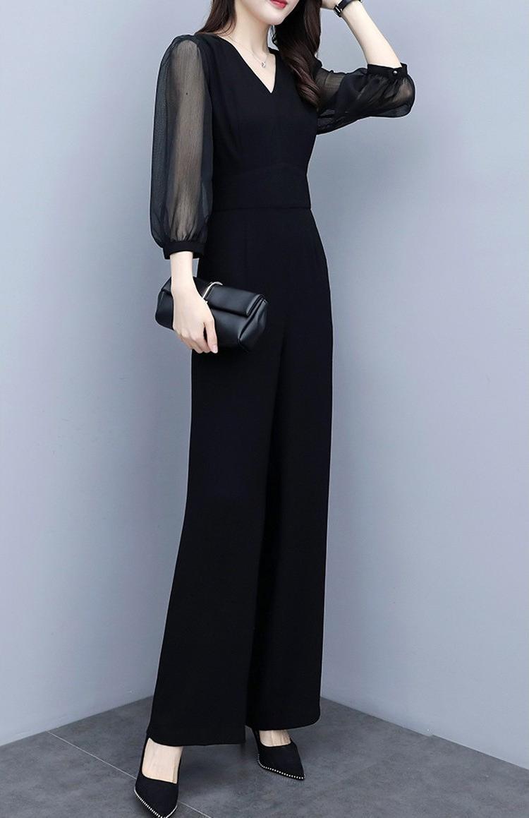 Jumsuit cổ V tay voan lưới - KT2312