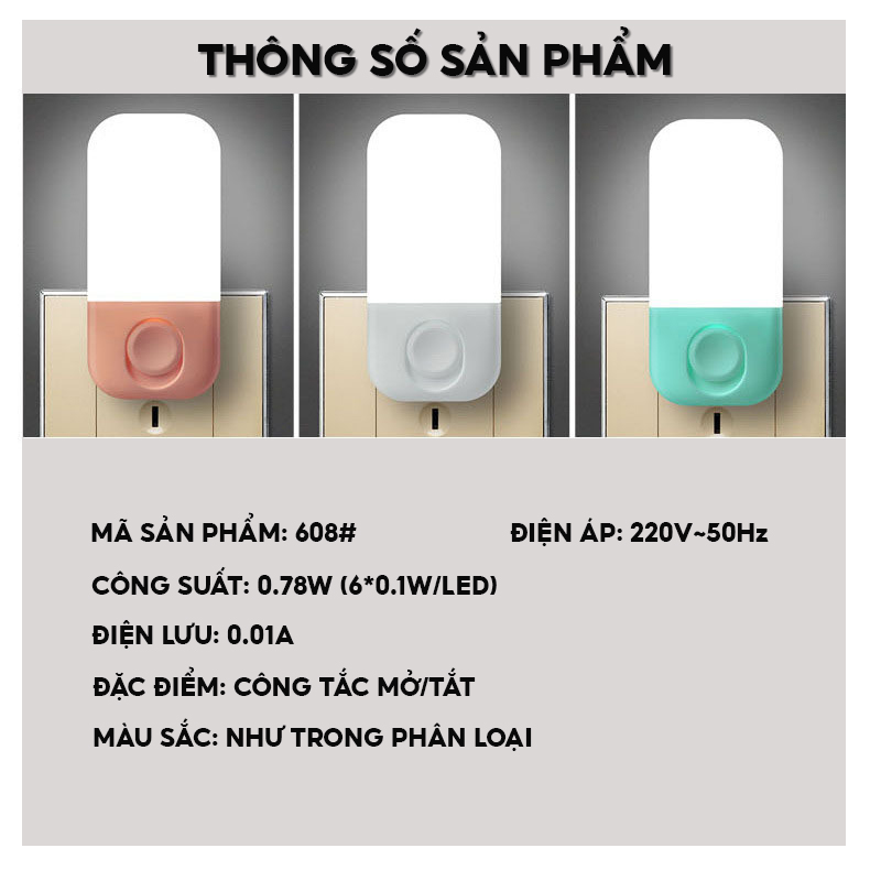 Đèn Led Ngủ Cắm Điện Treo Tường Có 3 Cấp Độ Sáng Tuỳ Chỉnh – Tiết Kiệm Điện DZ-128