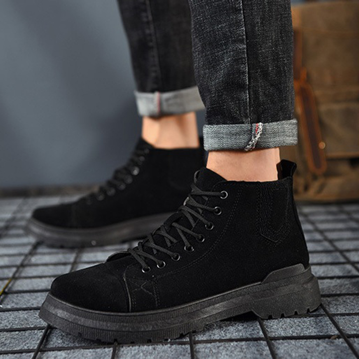 [CHỐNG TRƯỢT_ÊM CHÂN] Giày boot nam cổ thấp, combat boots da lộn chống trượt, êm chân SM008