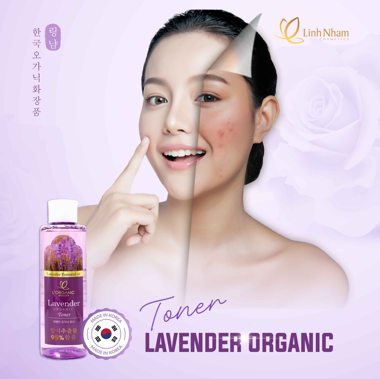 Nước hoa hồng/Toner Lavender Organic Linh Nhâm