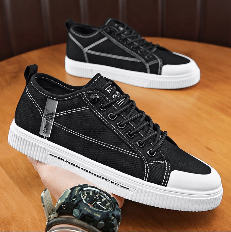 Giày Sneaker nam vải bò, giày thể thao nam kiểu dáng đơn giản, dễ phối đồ QA - 404