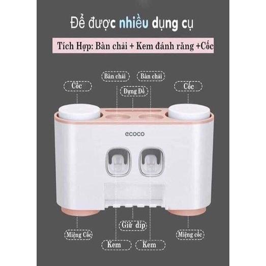 Bộ Nhả Kem Đánh Răng ECOCO Cao Cấp Kèm 2 Cốc, 4 Cốc
