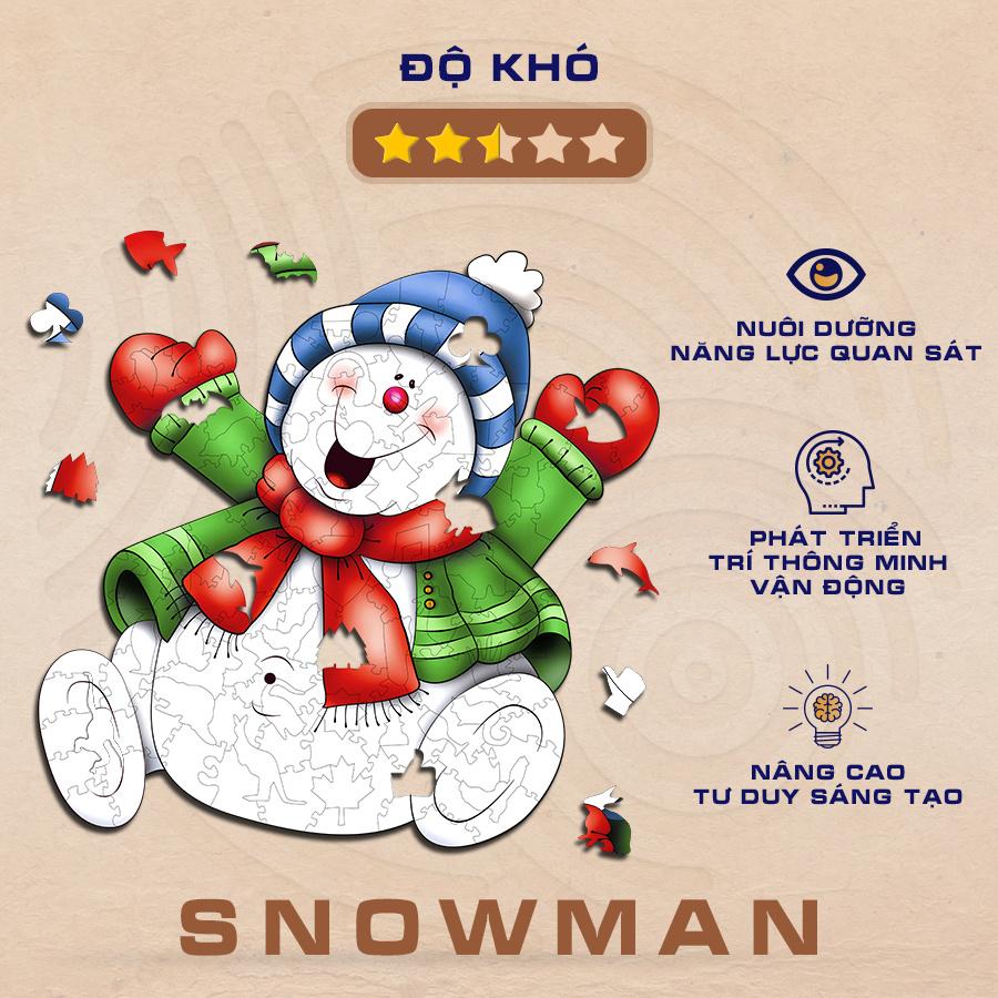 Puzzle Đồ chơi Bộ xếp hình gỗ con vật độc đáo dành cho trẻ em và người lớn PLUZZLE - Người tuyết – PZ035