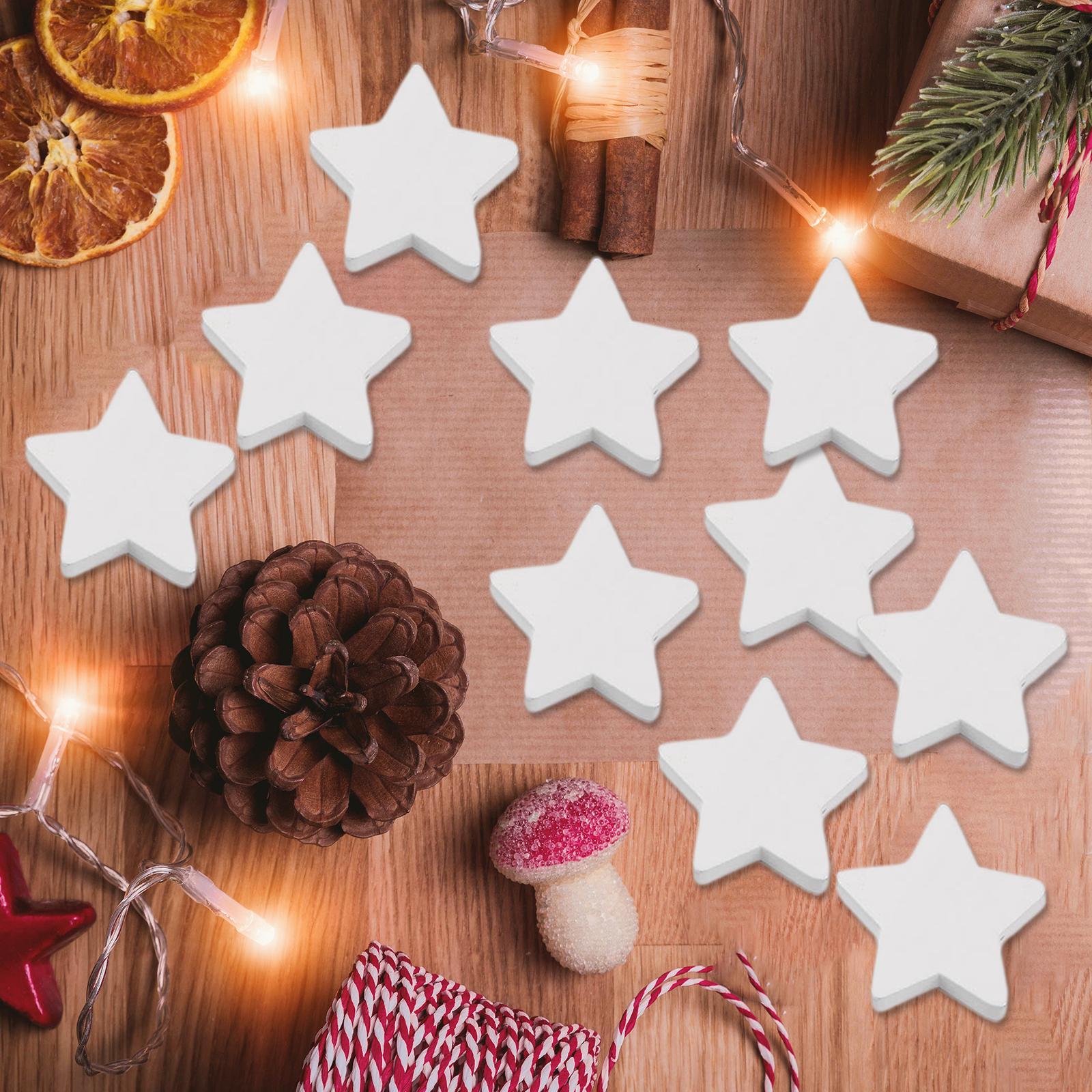 10x Star Shaped Wooden Beads Spacer Beads White for Home Decor DIY Supplies