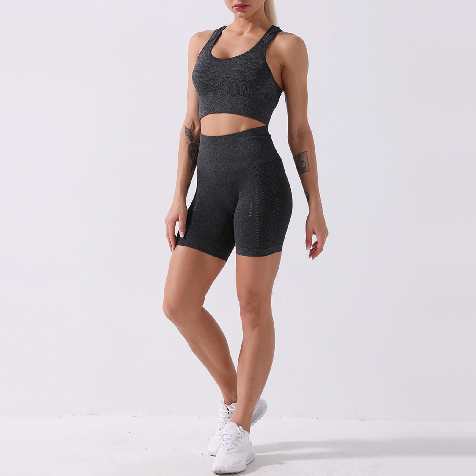 Set áo ngực thể thao và quần short lưng cao legging tiện lợi tập yoga, đạp xe, tập gym