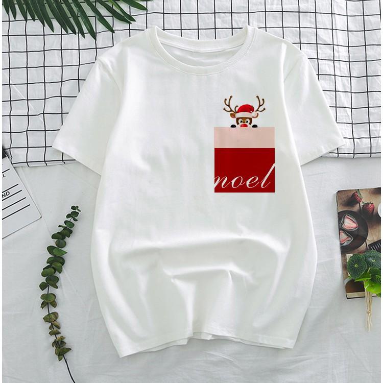 Áo thun nam nữ in hình giáng sinh cổ tròn form rộng vải mềm mại - Quà tặng Noel