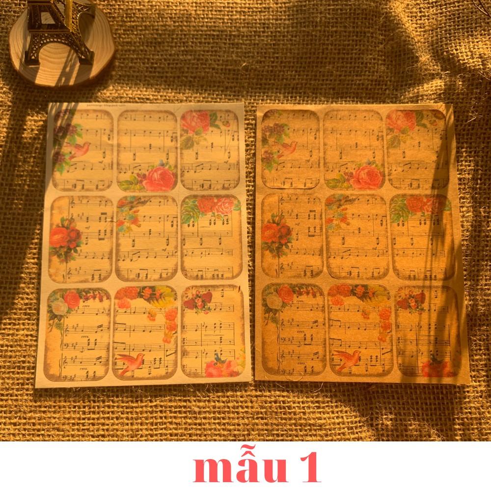 Set 2 tờ sticker vintage - trang trí, bullet journal sổ tay - sổ kế hoạch - uni003