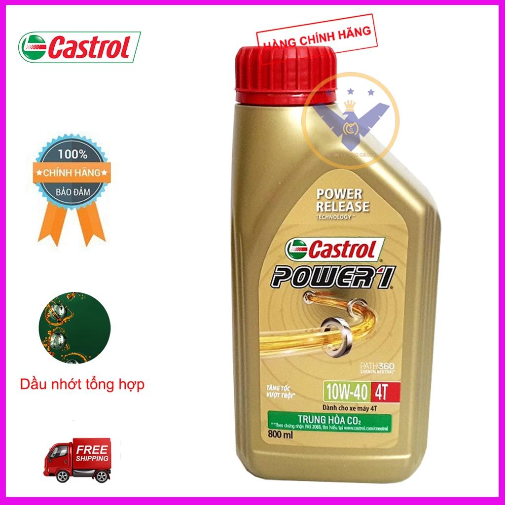 COMBO 2 chai Dầu nhớt xe số cao cấp tổng hợp Castrol Power 1 4T 10W-40 lon 800ml