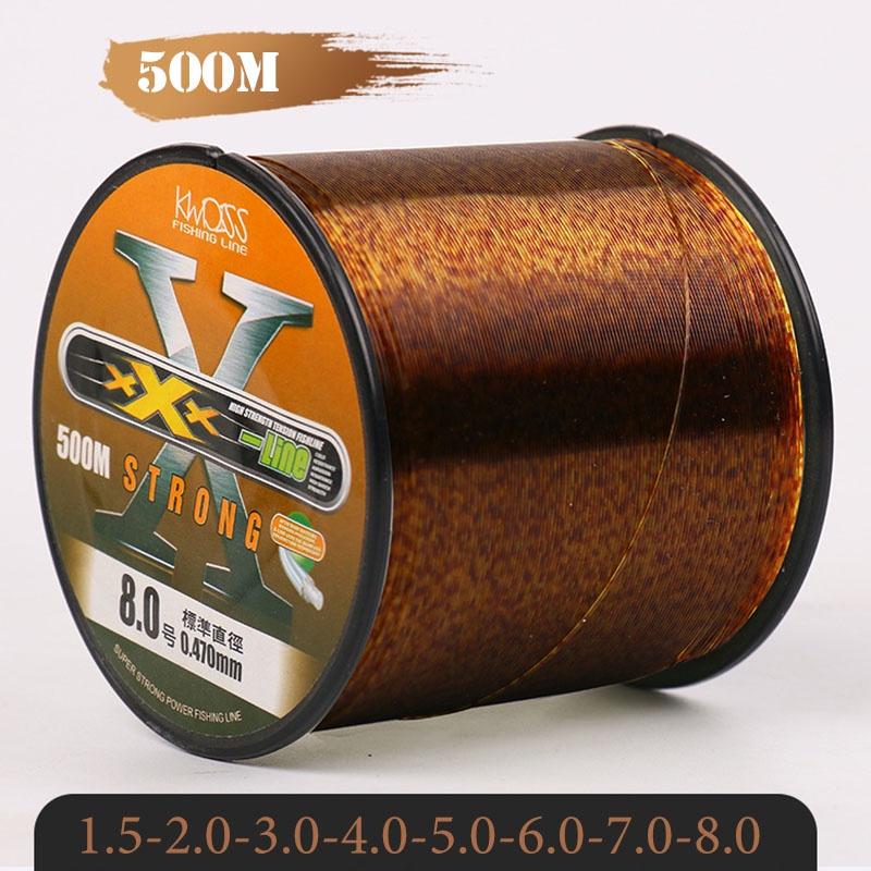 Cước câu cá 500m cao cấp Dây câu tàng hình X S trong line màu nâu vàng X5