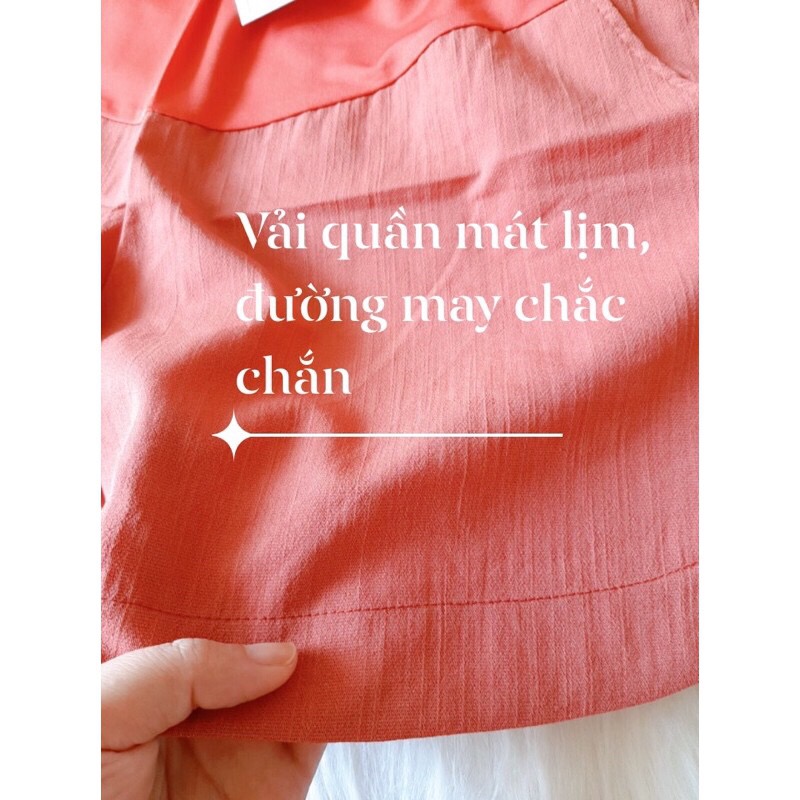 Quần Bầu Sooc Đũi Siêu Mịn Mát ( có đáp bụng và chun chỉnh ) - hồng đất - XXL : 65-70kg