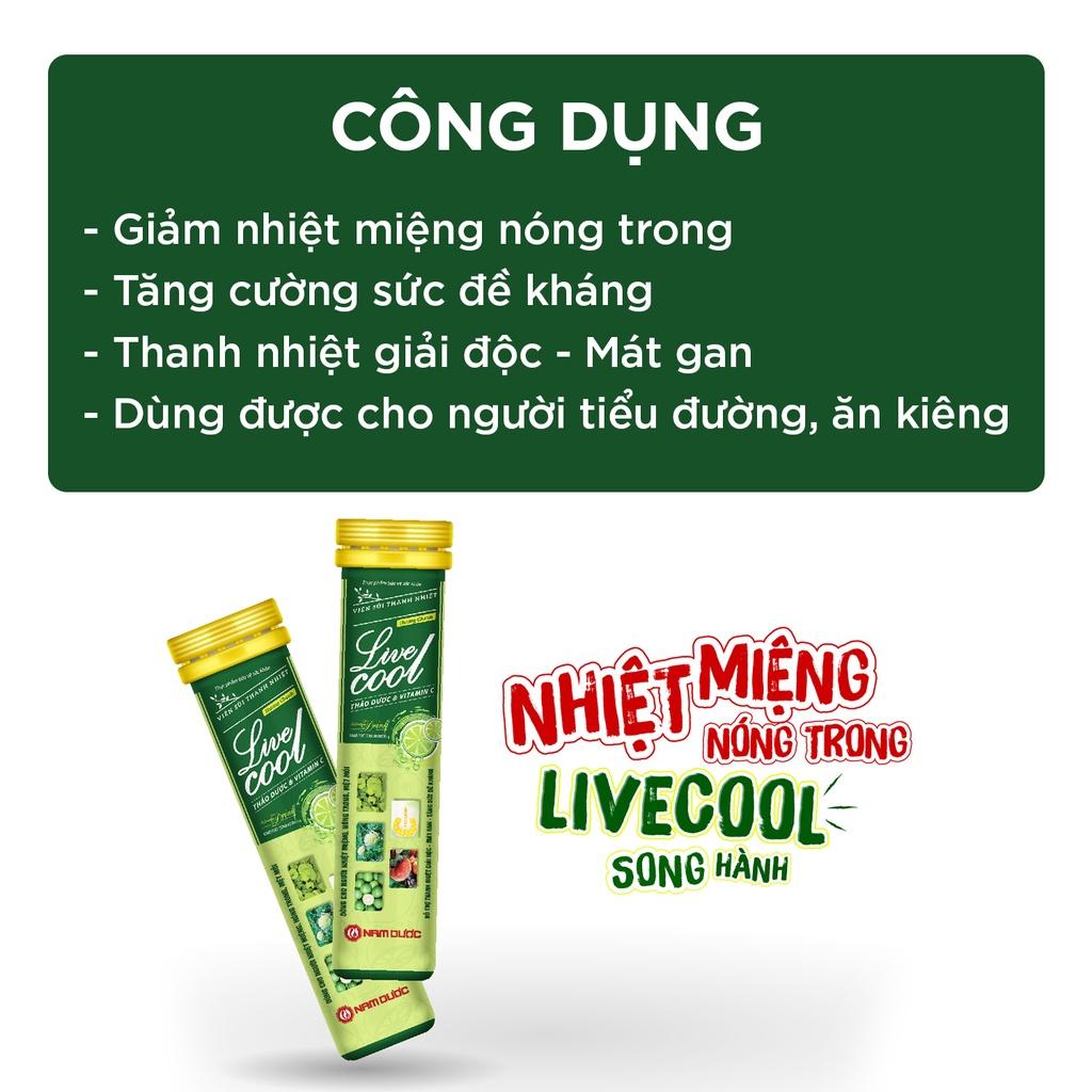 Viên sủi thanh nhiệt Livecool- Hương chanh giảm nhiệt miệng nóng trong, mát gan, tăng sức đề kháng- Hộp 16 viên