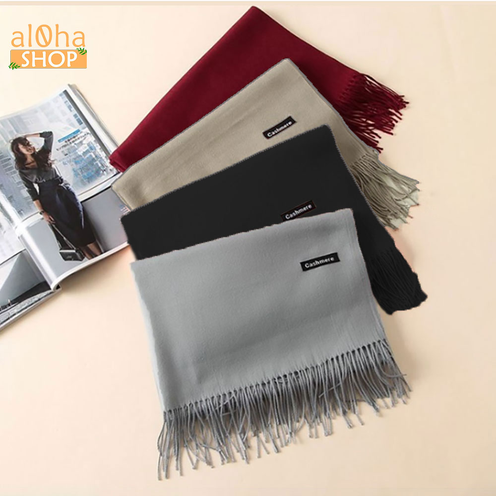 Khăn choàng cổ Cashmere quàng cổ dạ len trơn mềm mịn giữ ấm mùa đông Unisex nam nữ - al0ha Shop