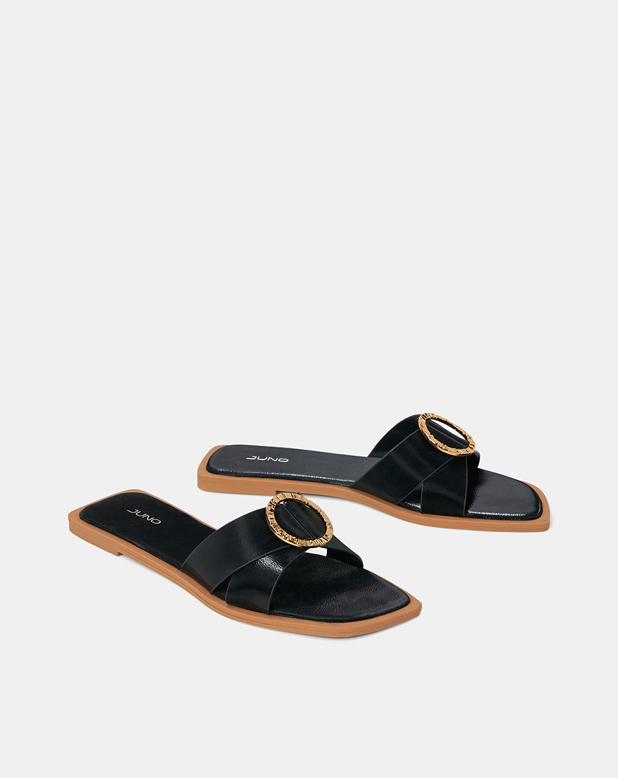 Giày Sandal Nữ 1cm Thời Trang JUNO Bệt Gắn Khoá Trang Trí SD01136
