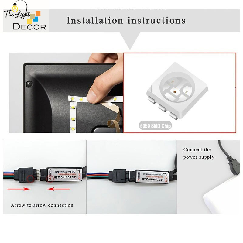 Dải Dây đèn trang trí đèn led RGB 5050 đuổi nhạc remote 5 Mét Cổng USB