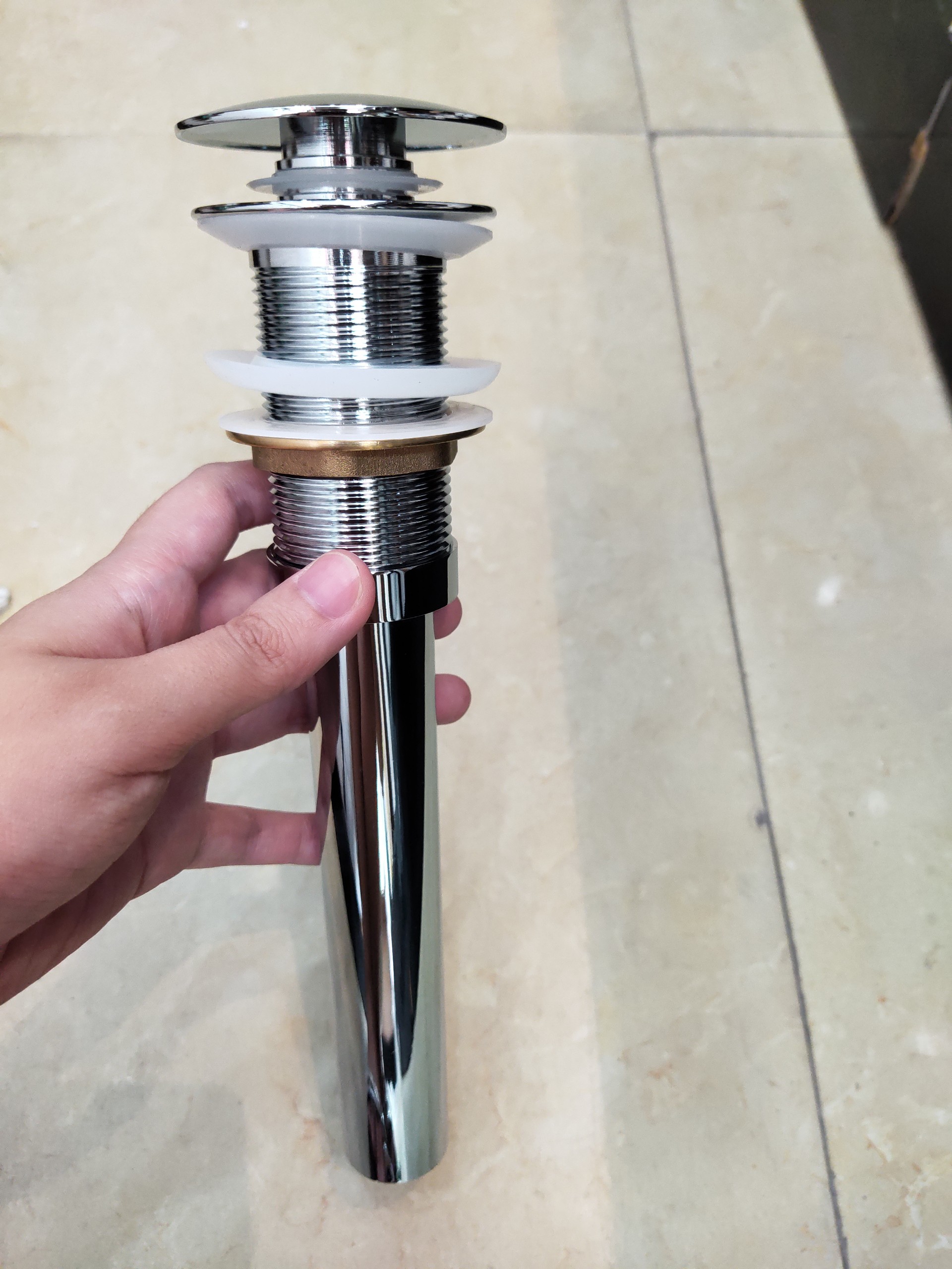 XI PHÔNG NHẤN INOX304 ĐUÔI CHUN CHẬU LAVABO CAO CẤP