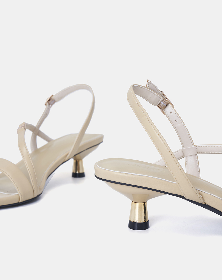 Giày Sandal 3cm Nữ Thời Trang JUNO Mũi Vuông Trang Trí Logo Cách Điệu SD03065